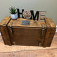 Wooden Ammo Box Vintage 1970 Rustic Storage Chest Industrial Trunk Coffee Table