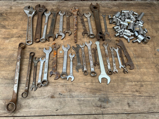 Job Lot of Old Tools Vintage Spanners & Sockets