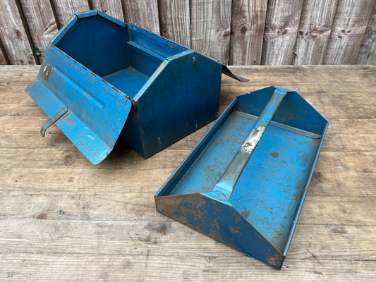 Vintage Retro Metal Toolbox With Tote Tray - Craft Box Rat Rod Classic