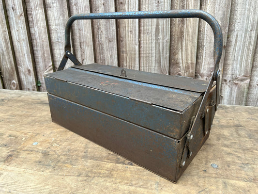 Vintage Enox Metal Toolbox Retro Rustic Craft Box Rat Rod