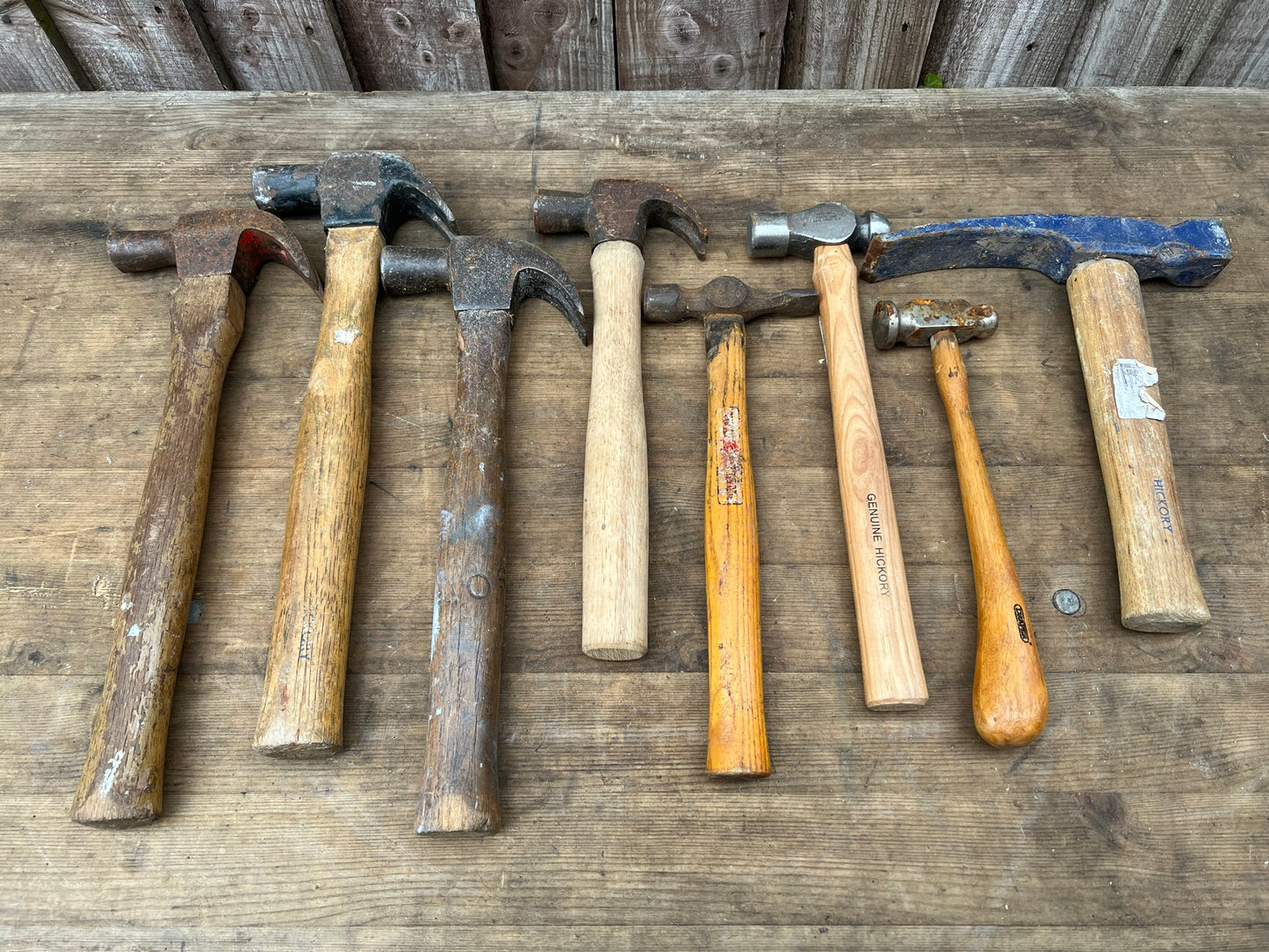 8x Hammer Job Lot Wooden Handle Vintage Hickory