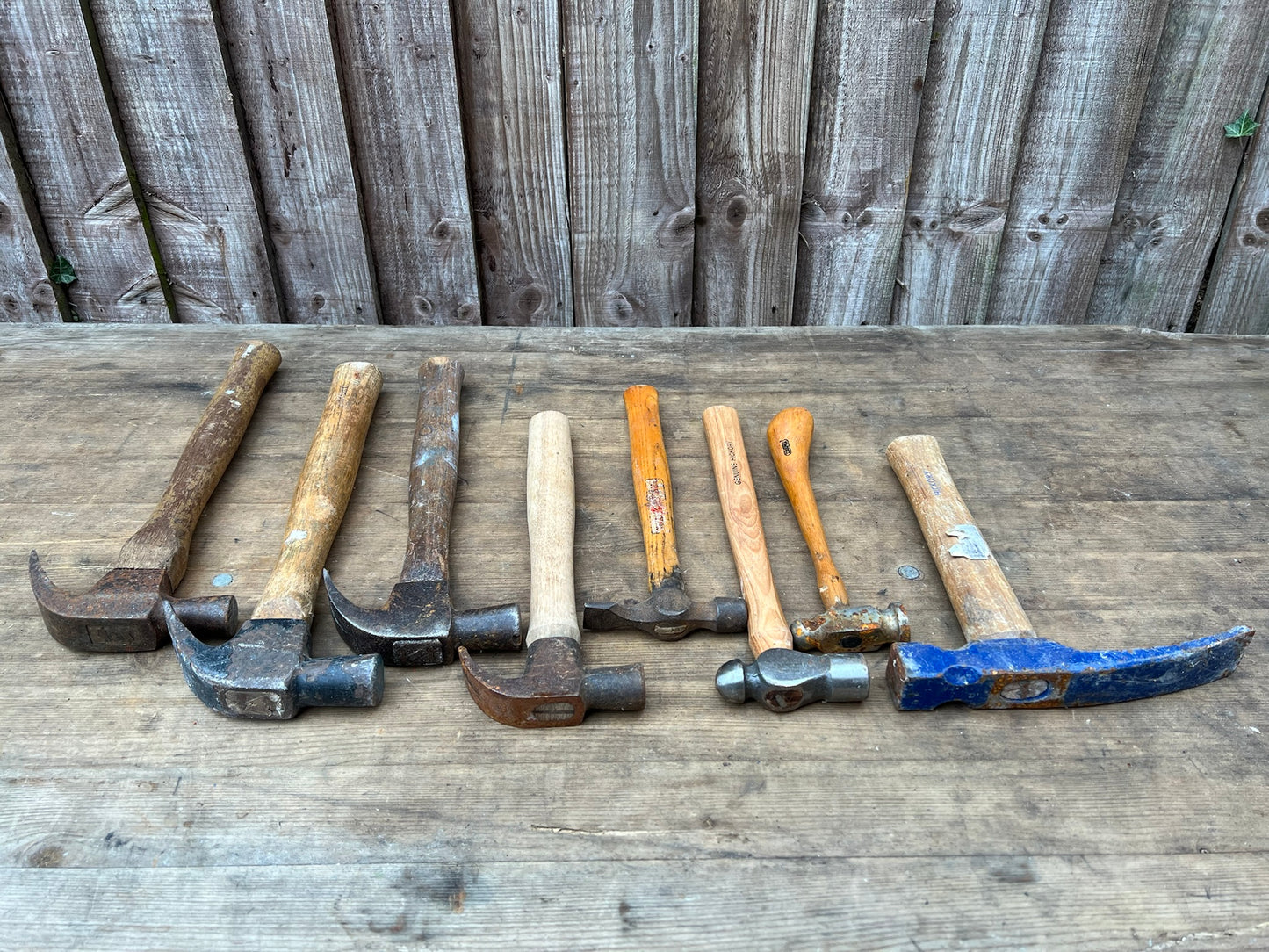 8x Hammer Job Lot Wooden Handle Vintage Hickory