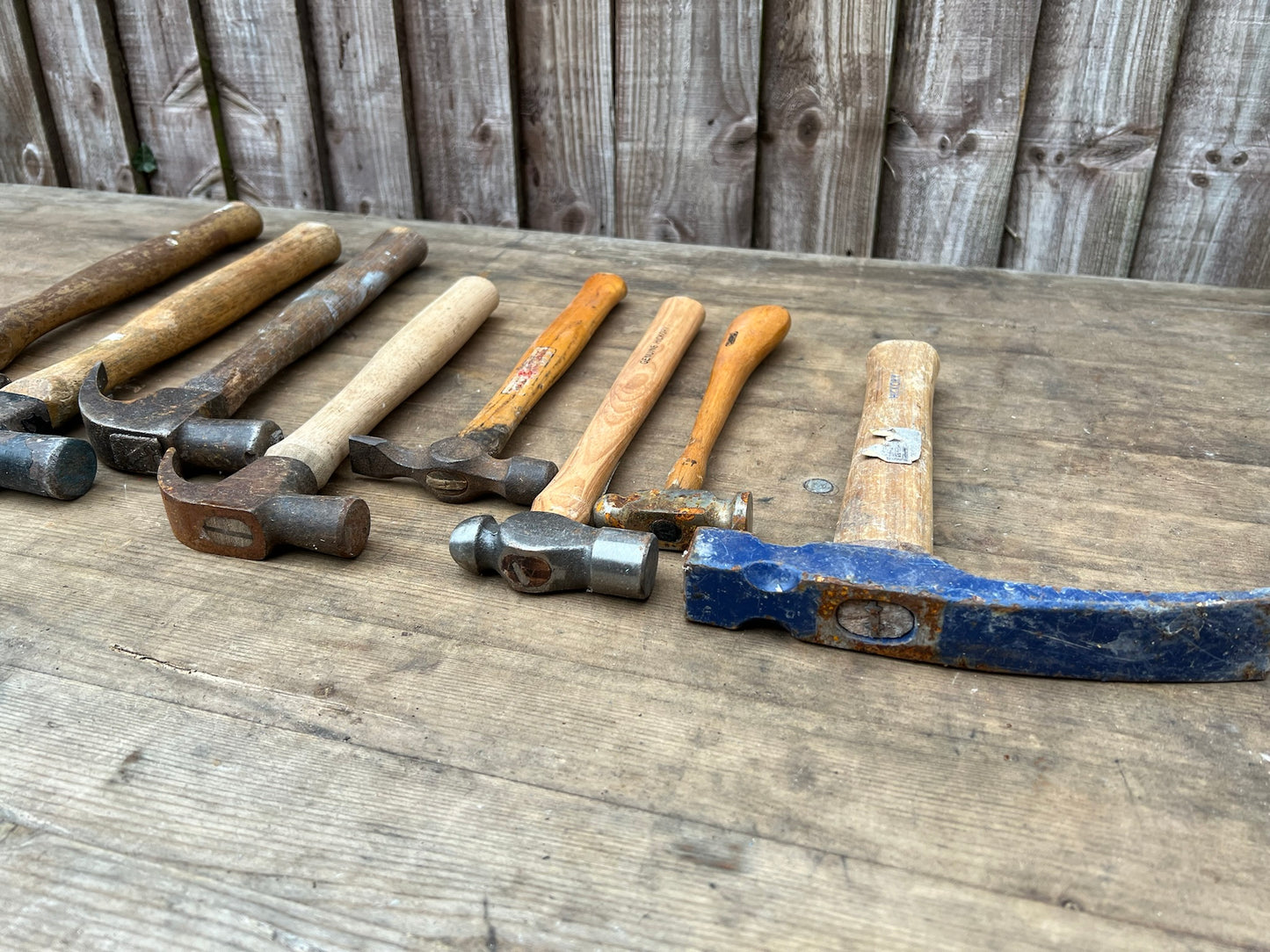 8x Hammer Job Lot Wooden Handle Vintage Hickory