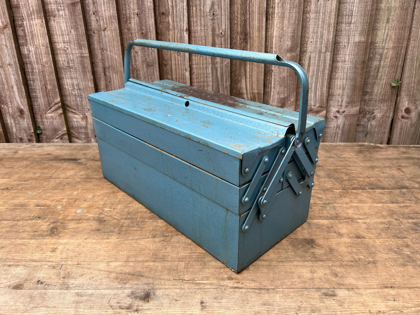 Retro Vintage Metal Engineers Toolbox Rustic Patina Tool Chest