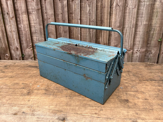 Retro Vintage Metal Engineers Toolbox Rustic Patina Tool Chest