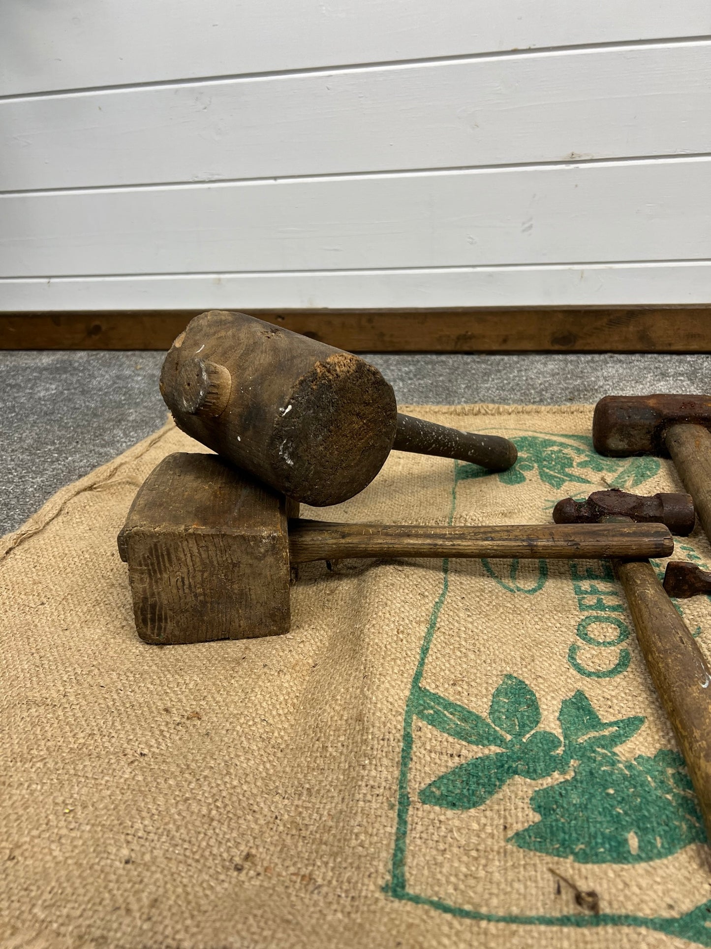 Vintage Hammer Job Lot Hammer Head Axe Head Wooden Mallets Rustic Patina Display Restoration