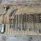 Vintage Retro P&B Hand Brace Drill & Canvas Tool Rool With Auger Drill Bits