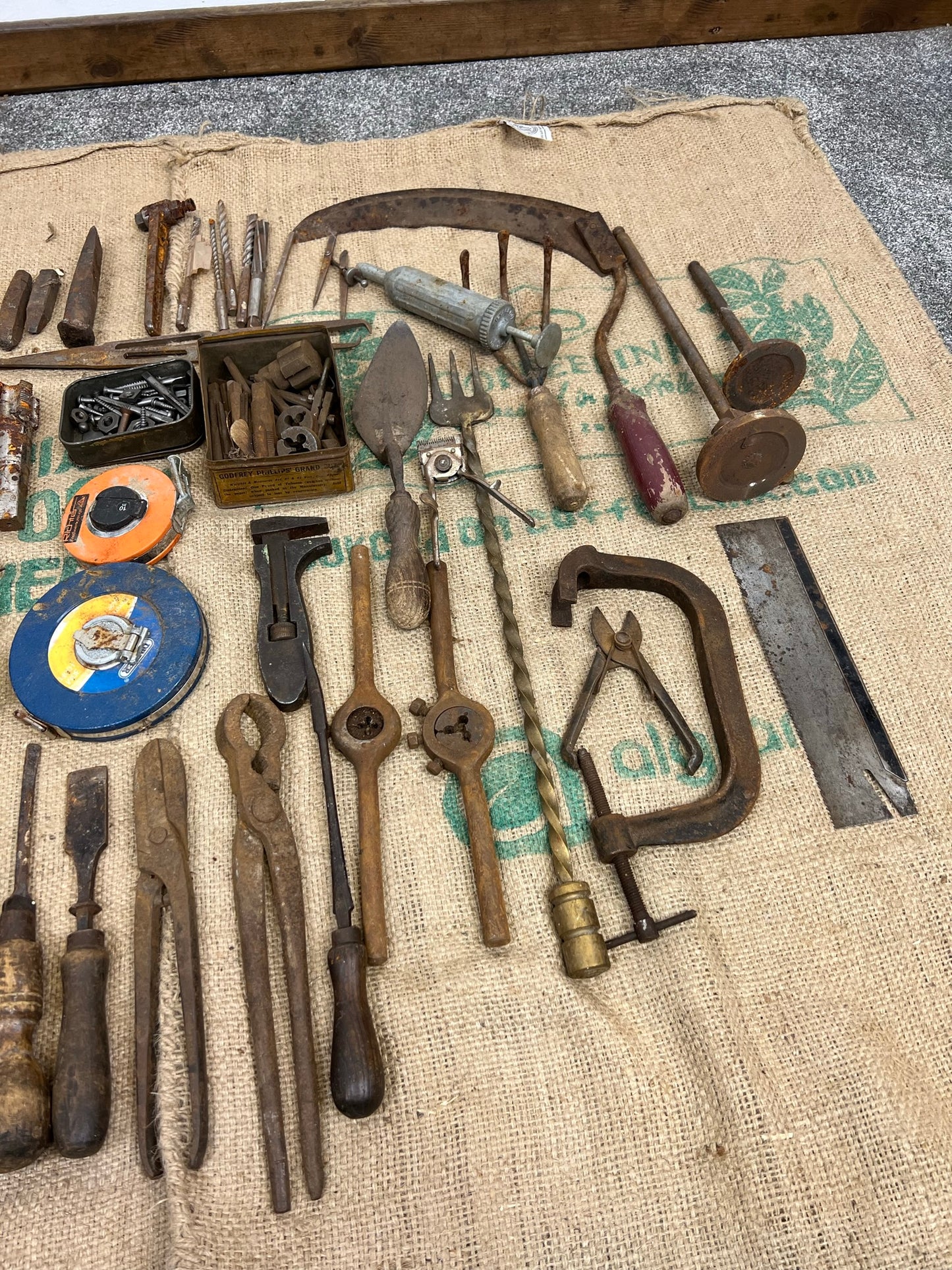 Job Lot of Old Garage Engineer Tools Vintage Rustic Patina Restoration Display