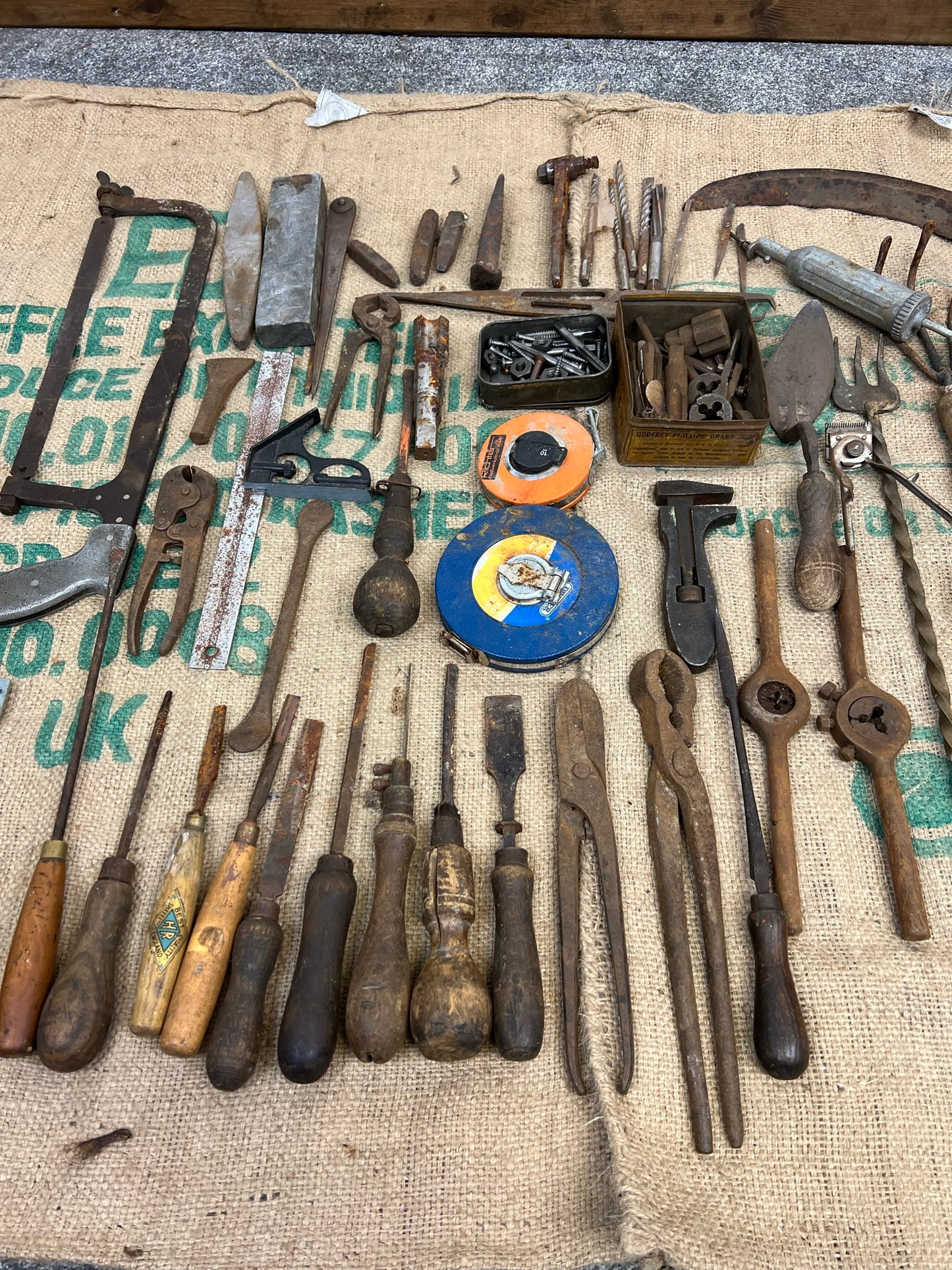 Job Lot of Old Garage Engineer Tools Vintage Rustic Patina Restoration Display