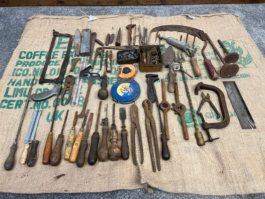 Job Lot of Old Garage Engineer Tools Vintage Rustic Patina Restoration Display