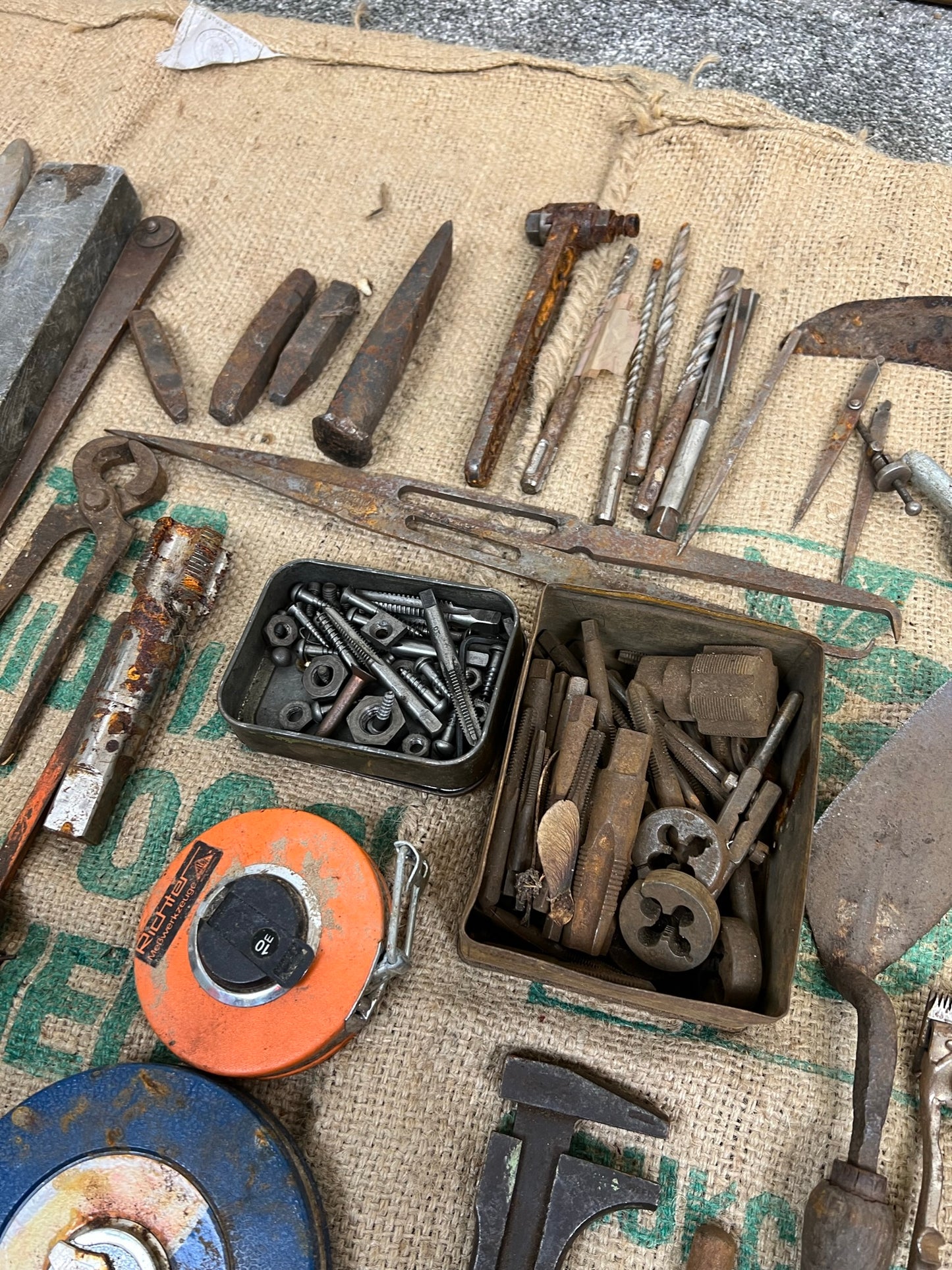 Job Lot of Old Garage Engineer Tools Vintage Rustic Patina Restoration Display