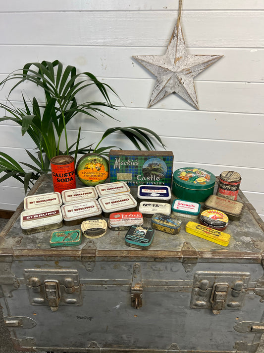 22x Vintage Tin Job Lot Collectable Tobacco Sweet Tins Rustic Décor Vintage Display