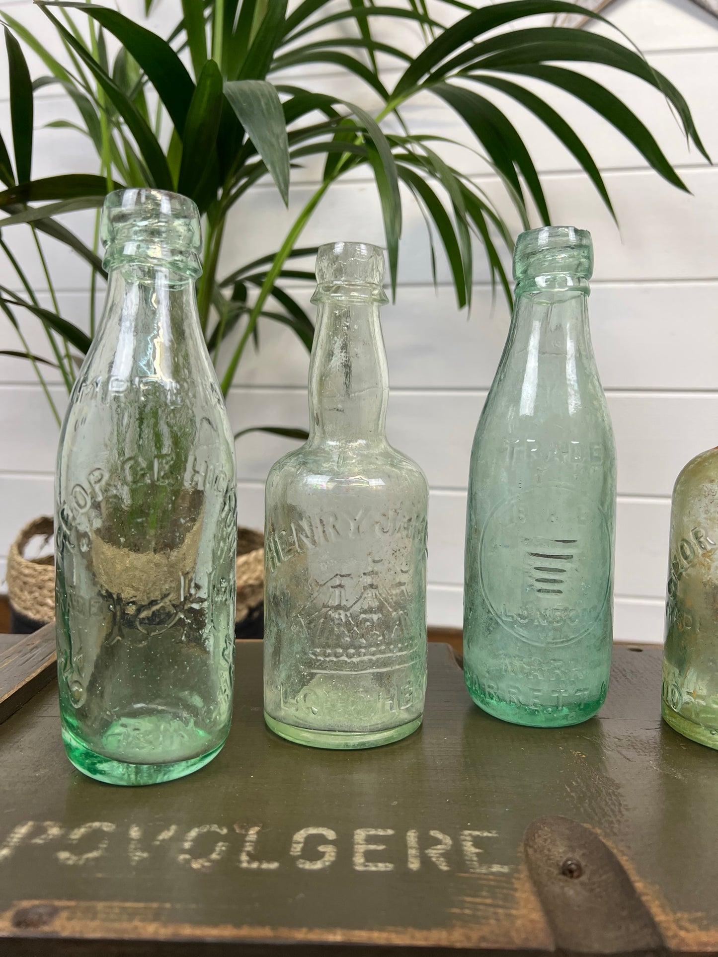 5x Vintage Glass Bottles Decorative Codd Neck Bottle Wedding Centre Decor Rustic Home Deco