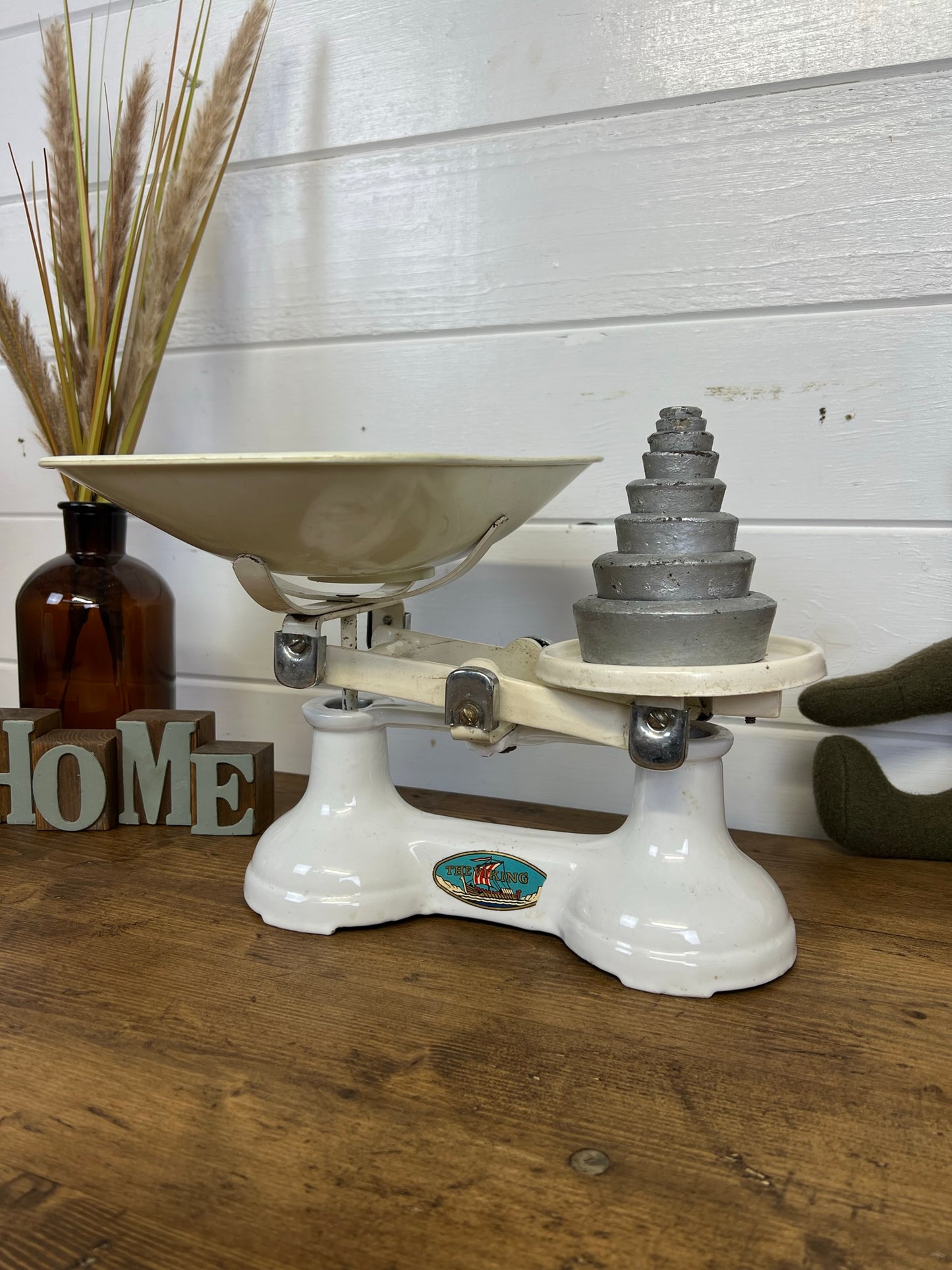 Vintage Cast Iron "The Viking" Kitchen Weighing Scales With Weights Vintage Farmhouse Kitchen