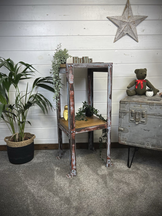 Rustic Industrial Metal Shelf With Patina Freestanding Square Metal Hallway Bookshelf