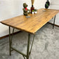 Vintage Folding Wooden Trestle Table Industrial Metal Legs Rustic Farmhouse Dining Desk Wedding Event