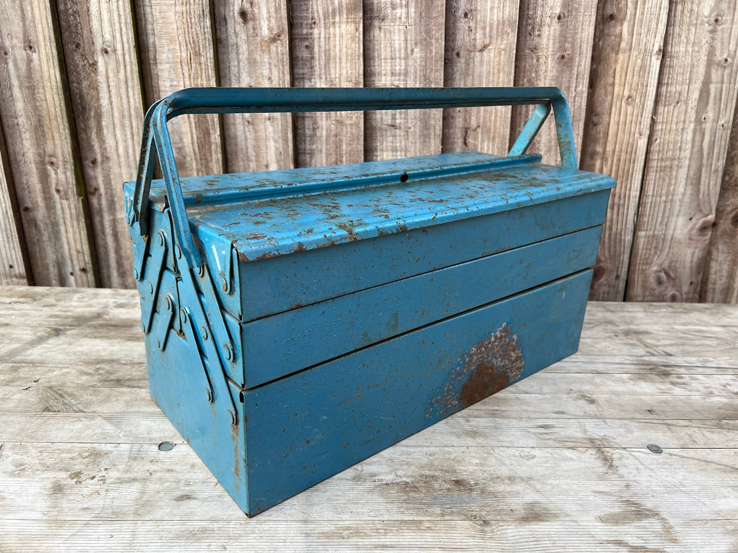 Retro Vintage Metal Engineers Toolbox Rustic Patina Tool Chest