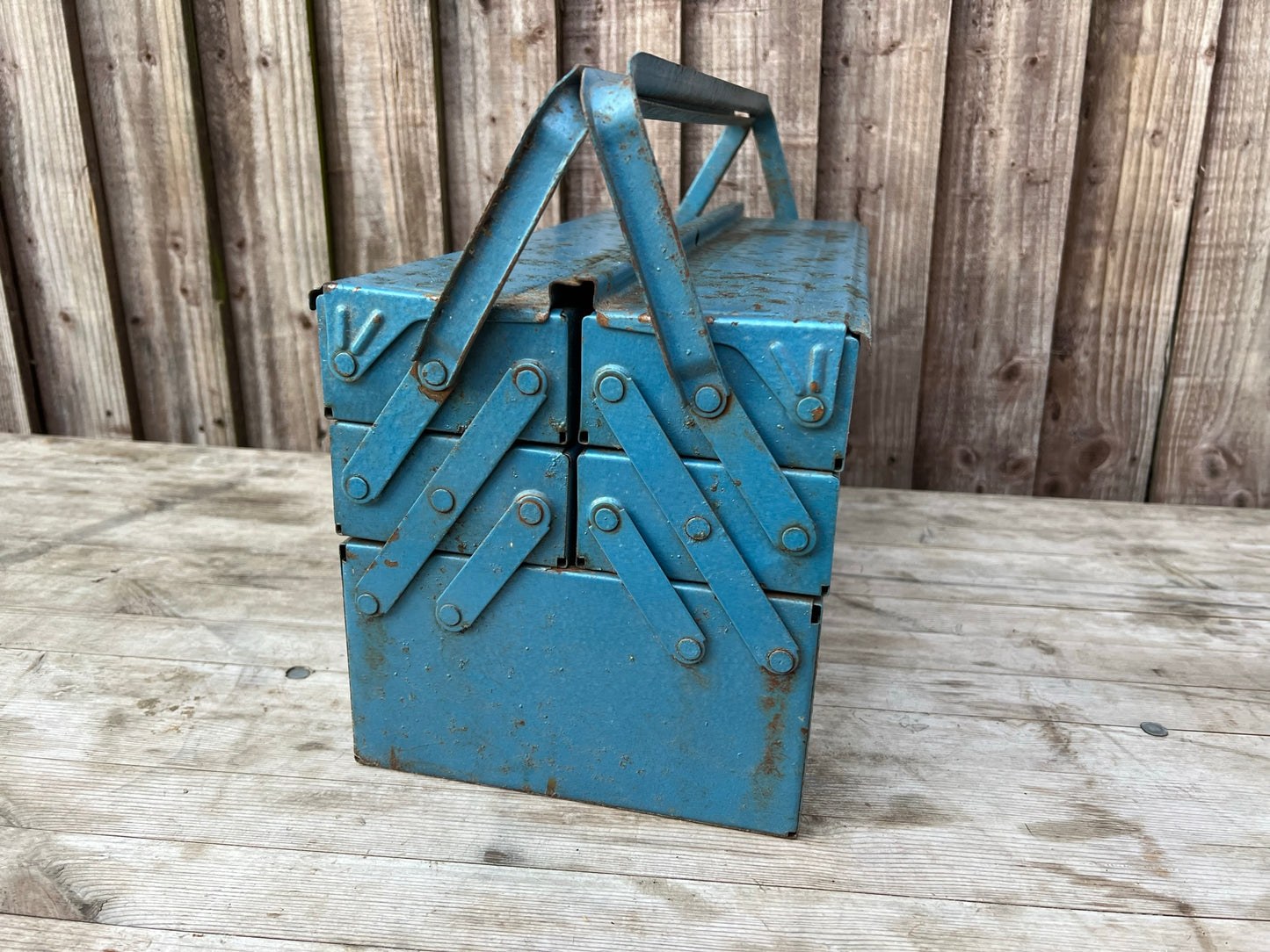 Retro Vintage Metal Engineers Toolbox Rustic Patina Tool Chest