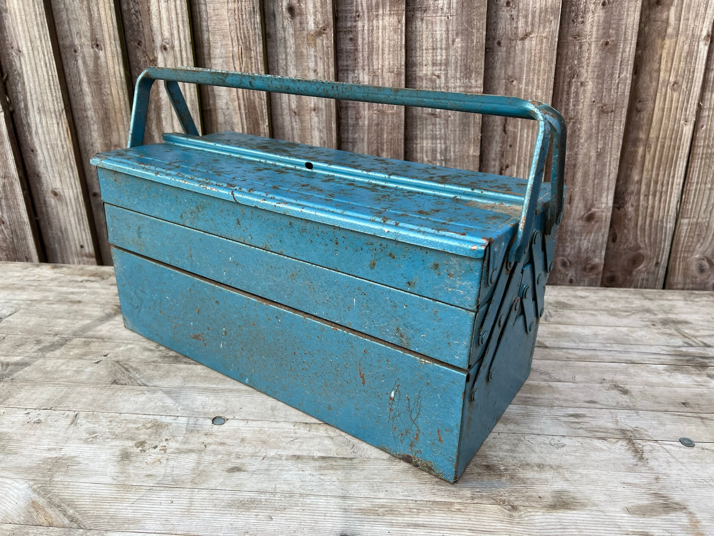 Retro Vintage Metal Engineers Toolbox Rustic Patina Tool Chest