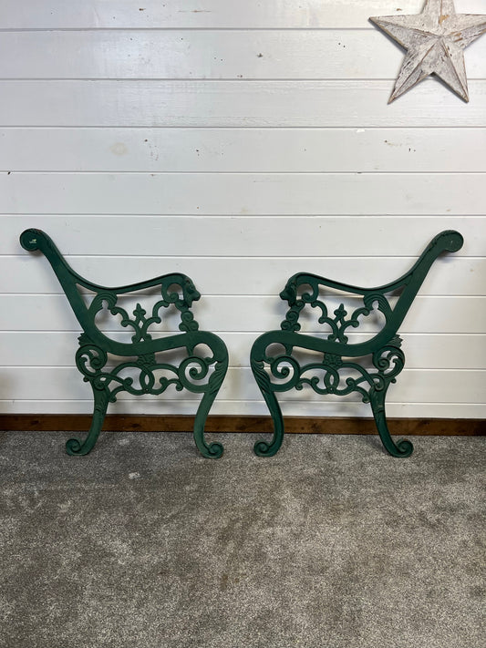 Vintage Decorative Cast Iron Lion Head Bench Ends Reclaimed Home Garden Architectural Salvage