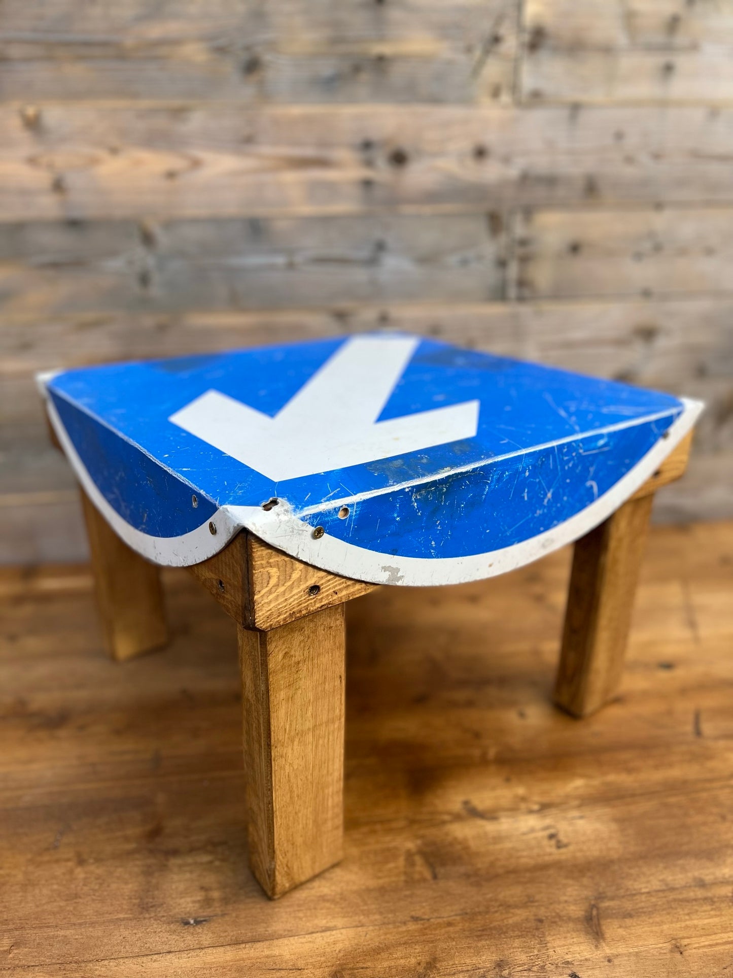 Rustic Road Traffic Sign Coffee Table Reclaimed Retro Side Table Man Cave