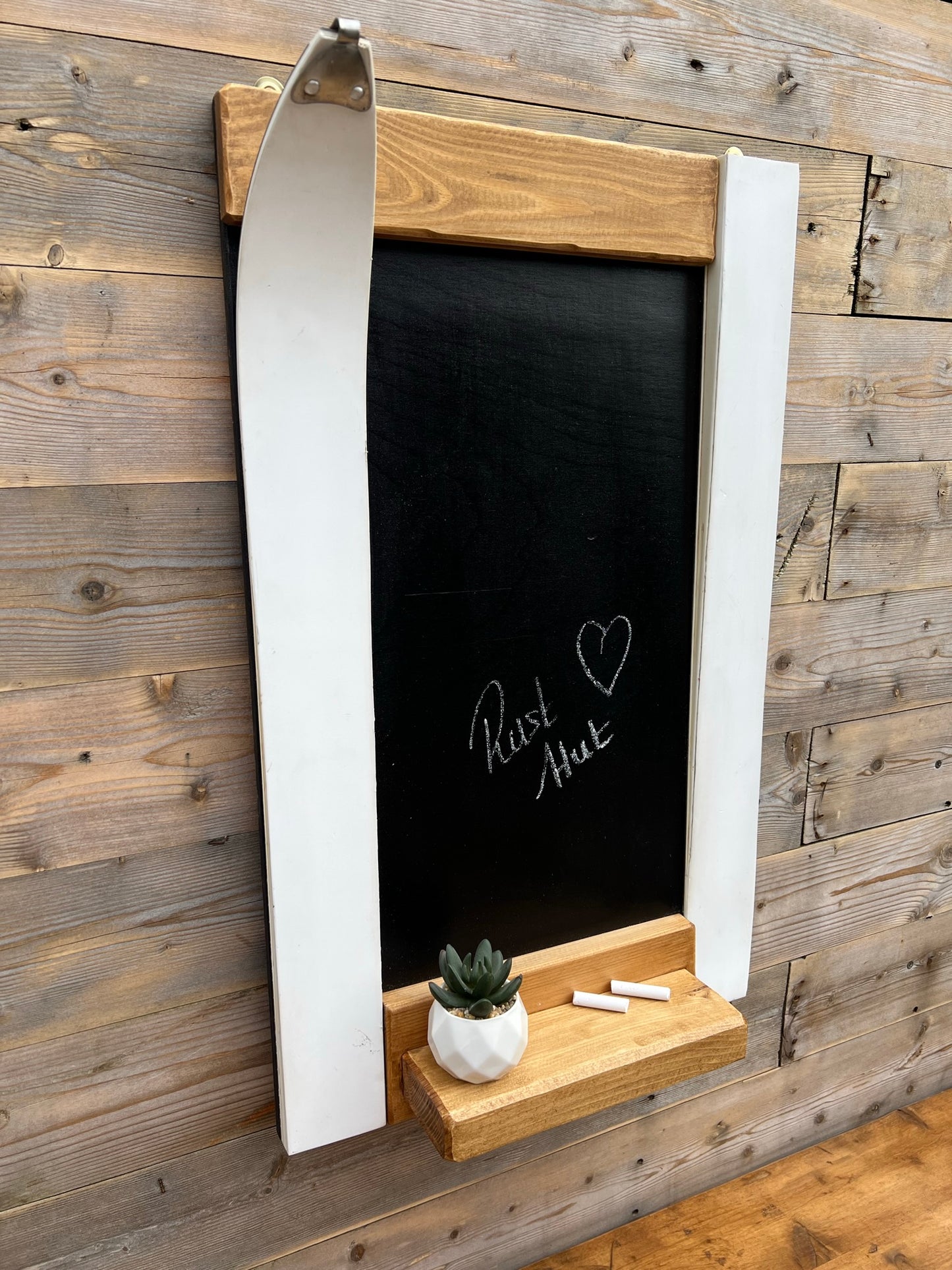 Rustic Ski Blackboard Chalkboard Notice Board Reclaimed Skis Winter Ski Chalet Home Decor
