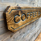 Rustic Coffee Bar Wall Sign Handmade Industrial Cafe Restaurant Kitchen Reclaimed Décor