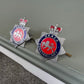 2x UKAEA United Kingdom Atomic Energy Constabulary Enamel Queens Crown Cap Badge Plate