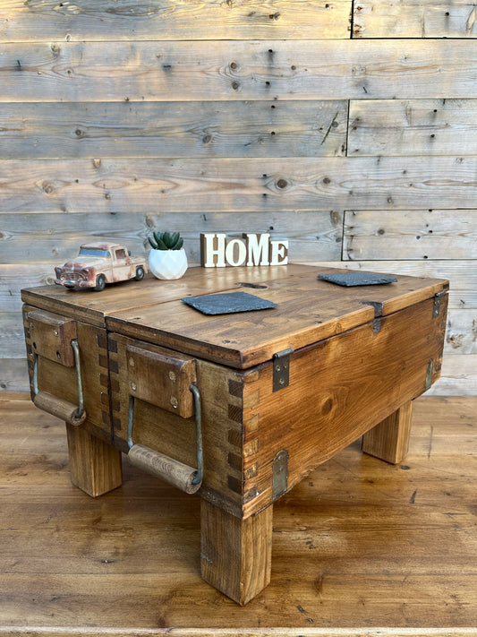 Rustic Wooden Chest Coffee Table With Storage Farmhouse Shabby Chic Side Table