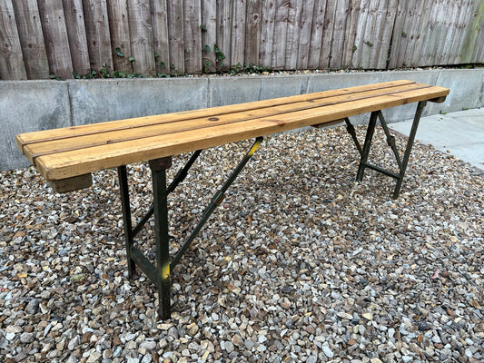 Rustic Industrial Bench Wooden Folding Trestle Bench Farmhouse Dining Seat Reclaimed Army