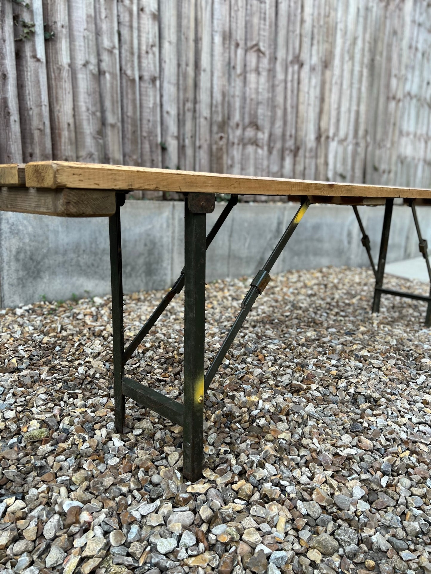 Rustic Industrial Bench Wooden Folding Trestle Bench Farmhouse Dining Seat Reclaimed Army