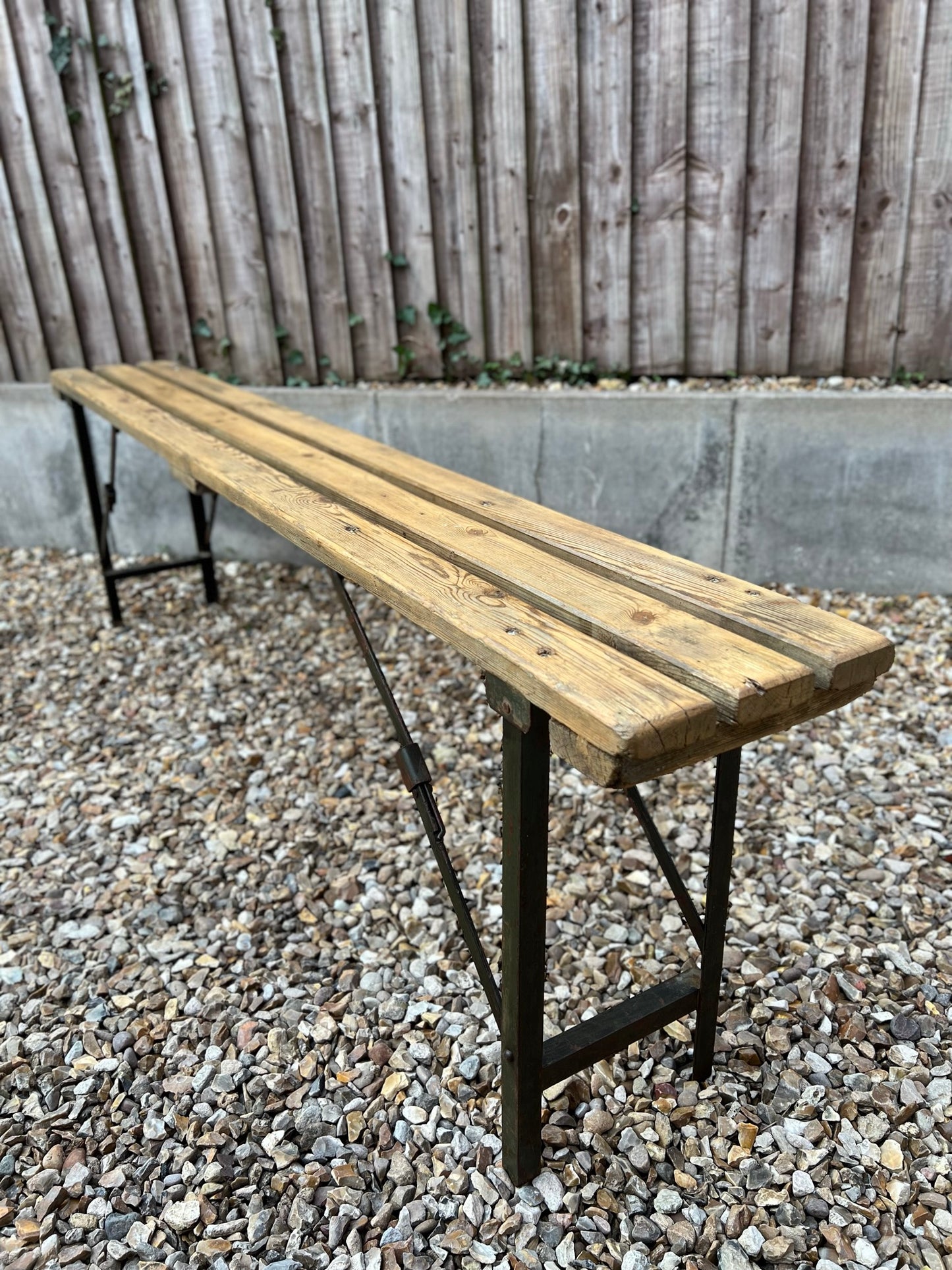 Rustic Industrial Bench Wooden Folding Trestle Bench Farmhouse Dining Seat Reclaimed Army