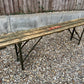 Rustic Industrial Bench Wooden Folding Trestle Army Patina Farmhouse Dining Seat
