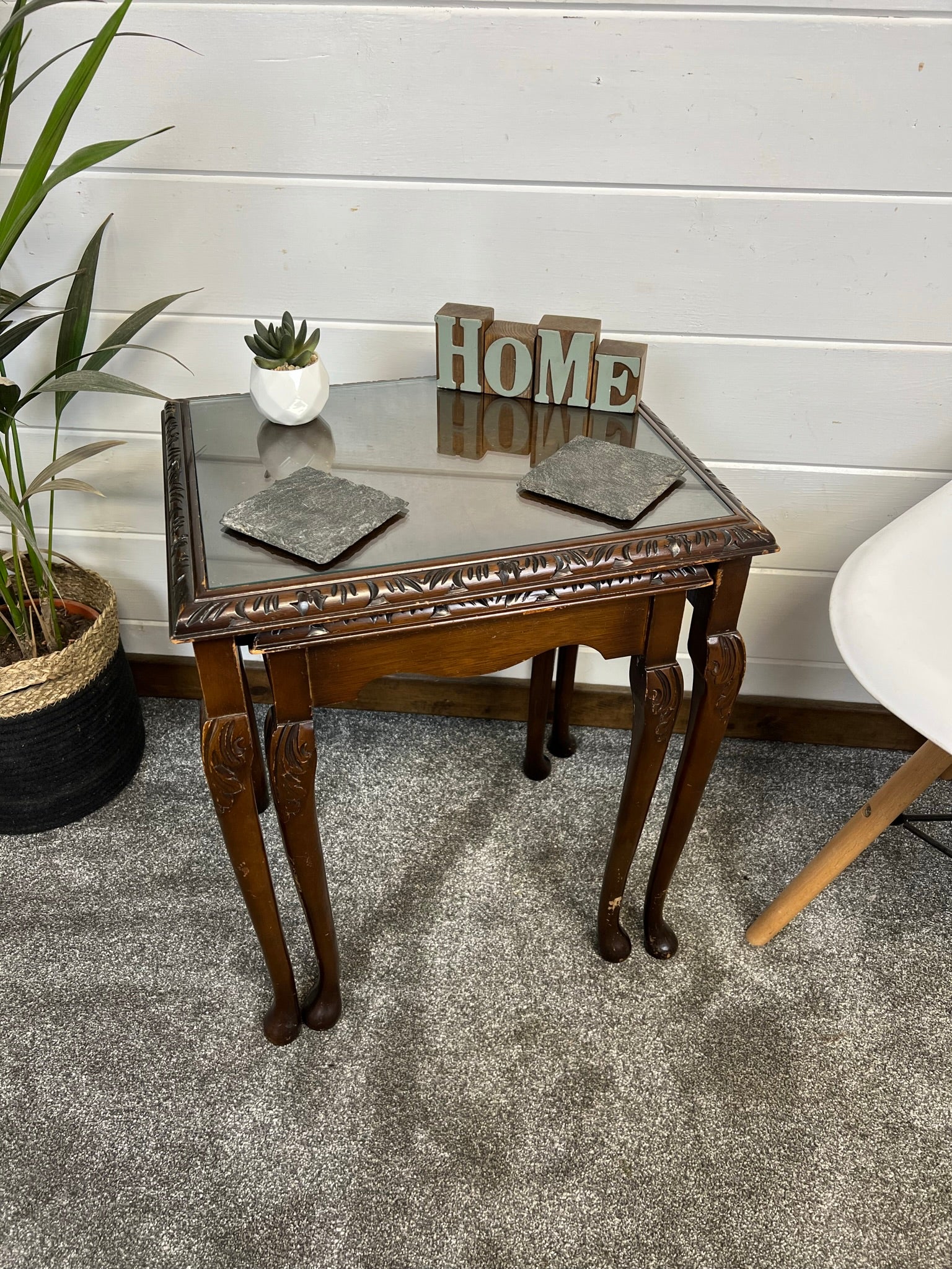 Antique end tables online with glass tops