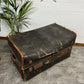 Vintage Antique 19th Century Canvas & Leather Steamer Trunk Large Travel Chest Blanket Box
