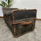 Vintage Antique 19th Century Canvas & Leather Steamer Trunk Large Travel Chest Blanket Box