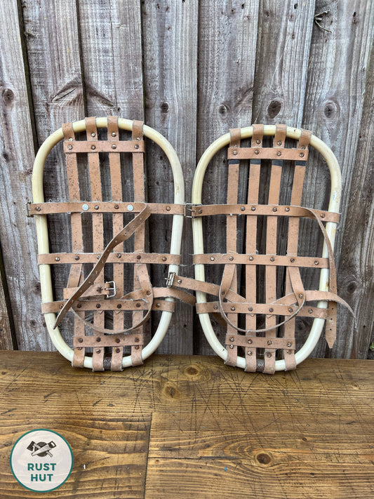 Vintage Rustic Snowshoes British Army Reclaimed Ski Winter Decor