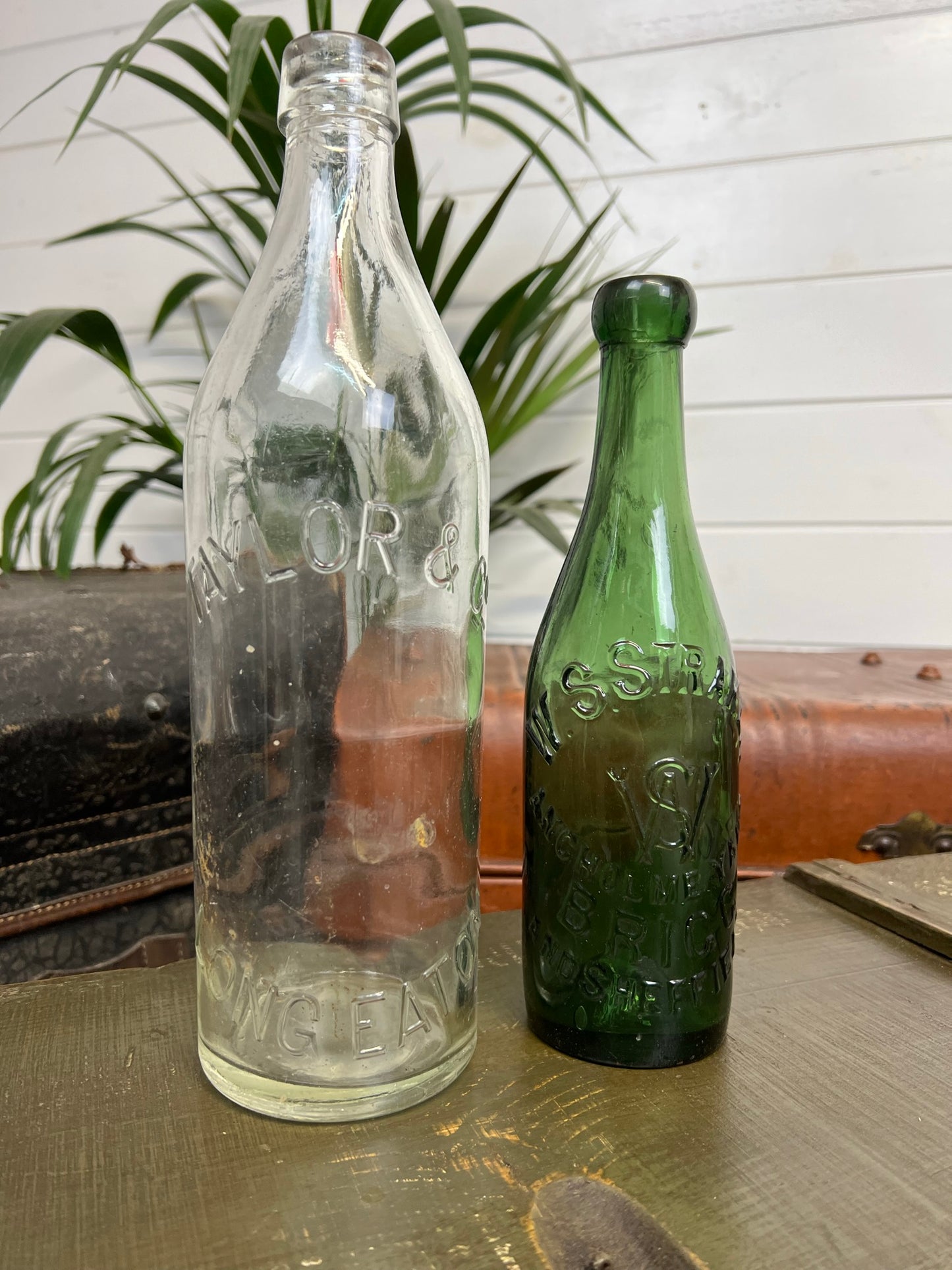 2x Vintage Large Glass Bottles Glass Vase Shelf Decor Rustic Display Home Decor