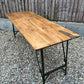 Rustic Wooden Folding Trestle Table Farmhouse Home Dining Reclaimed Ex Army Industrial