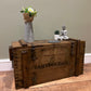 Wooden Ammo Box Vintage 1971 Rustic Storage Toy Chest Industrial Trunk Coffee Table