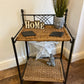 Rattan Wicker Folding Side Table Rustic Industrial Home Bedside Boho Chic