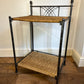 Rattan Wicker Folding Side Table Rustic Industrial Home Bedside Boho Chic