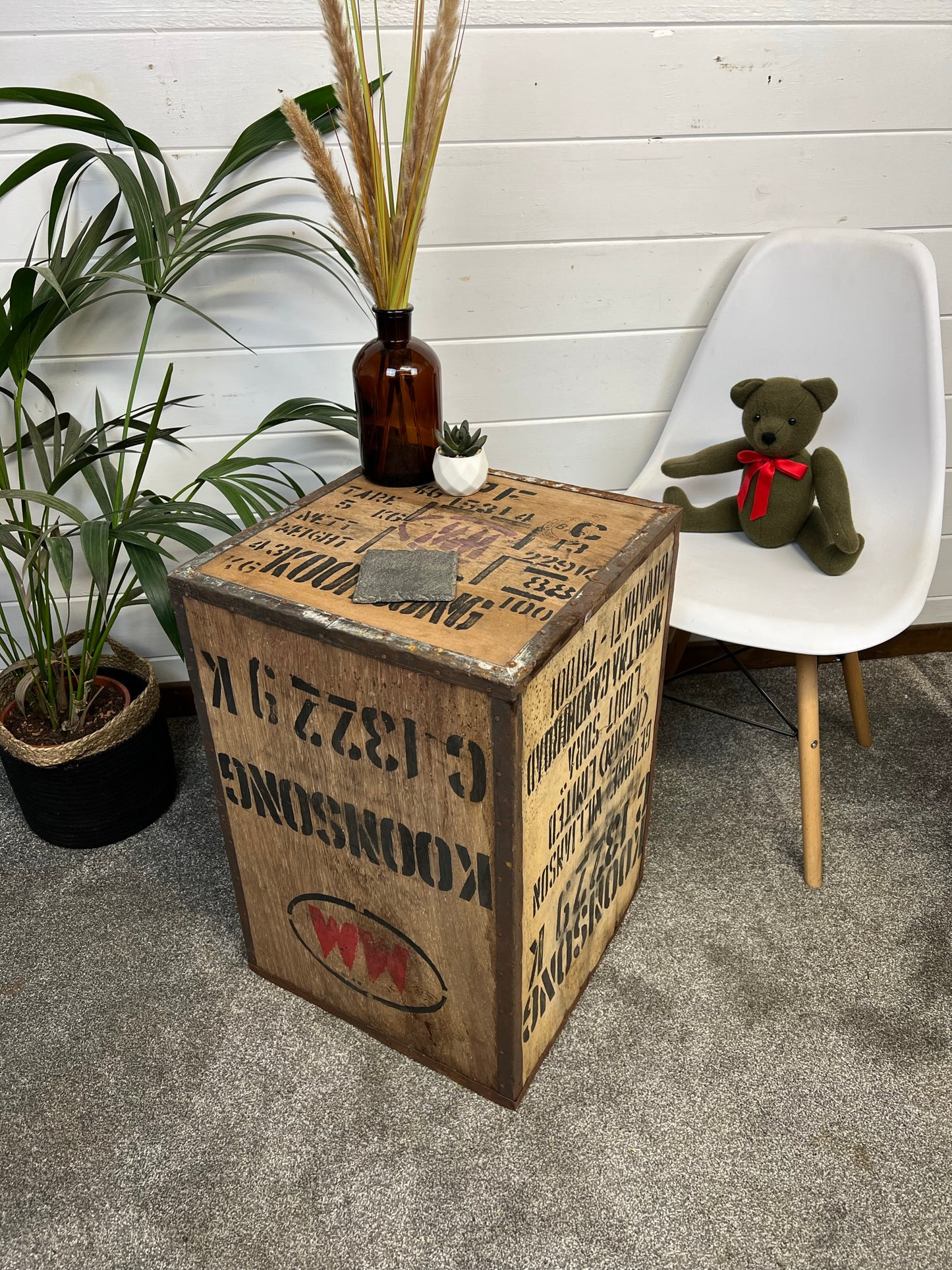 Vintage Wooden Tea Crate Side Table Chest Rustic Coffee Table Bedside Farmhouse