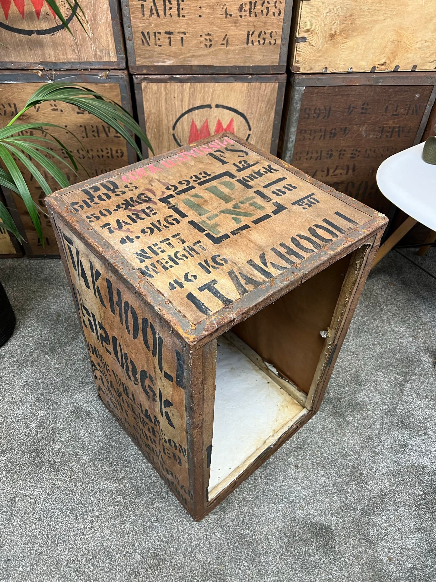 Vintage Tea Crate "It Pays To Buy Good Tea" Rustic Decor Chest Side Coffee Table Box
