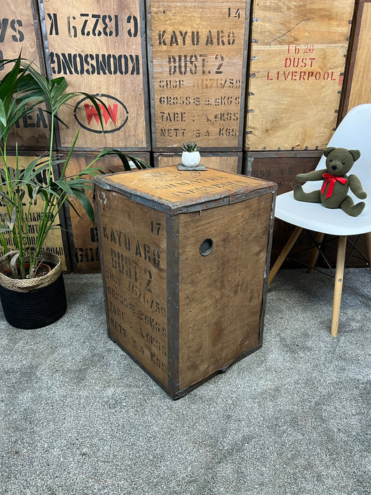 Vintage Wooden Tea Crate Rustic Farmhouse Chest Side Coffee Decor Table Box