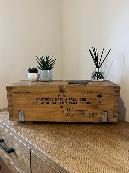 Vintage Military Wooden Ammo Box Army Rustic Industrial Home Storage Small Box