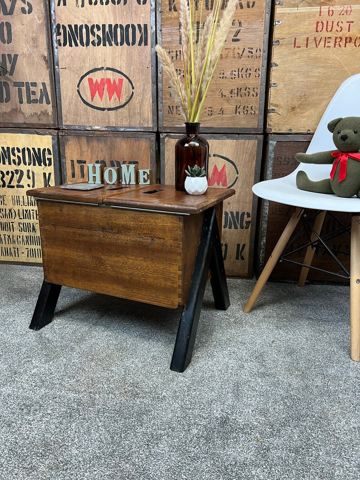 Rustic Vintage Side Table Seat Toolbox Vintage Tool Farmhouse Decor Coffee Table Storage
