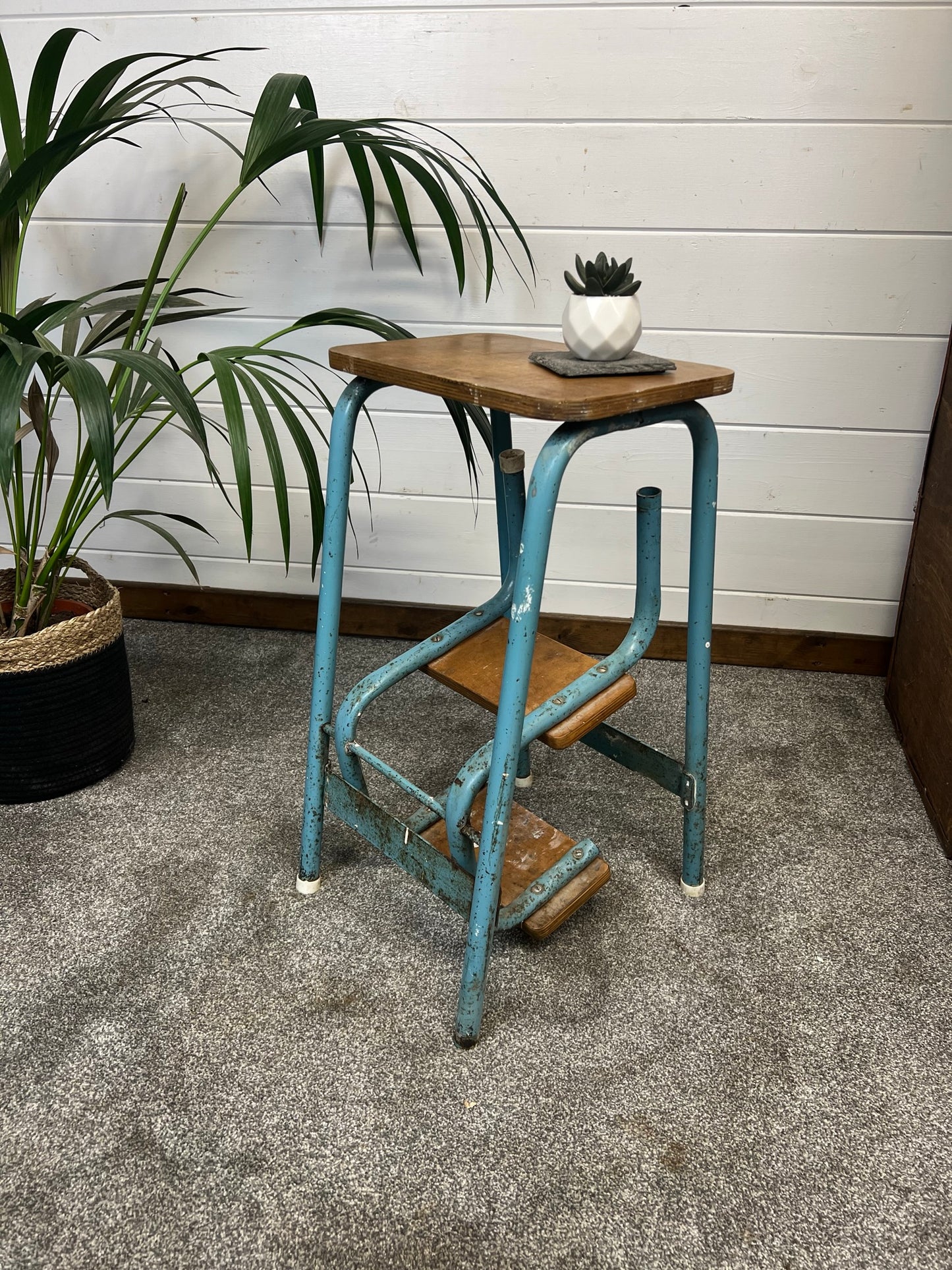 Vintage Folding Step Stool Rustic Industrial Pantry Larder Steps Farmhouse Kitchen Grocery Shop