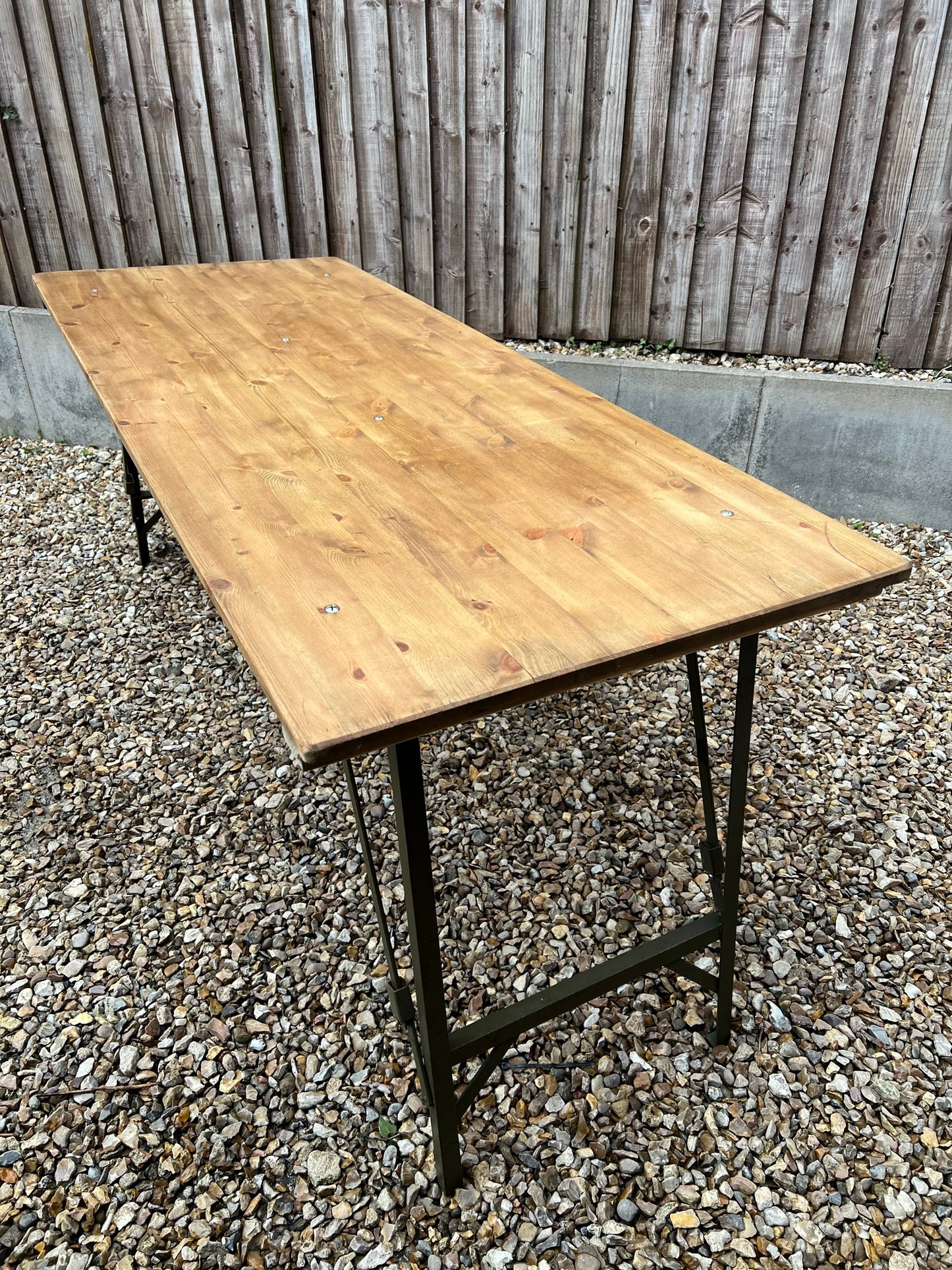 Rustic Industrial Trestle Table Wooden Folding Table VGC Reclaimed Farmhouse Dining Ex Army Office Desk