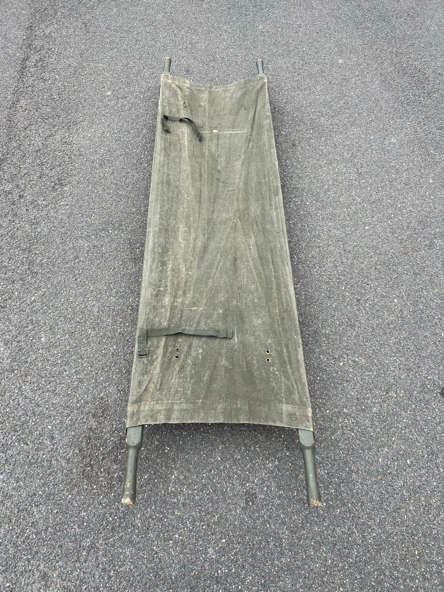 Ex British Army Folding Stretcher Vintage Military Ambulance Medic Canvas Art Camp Bed